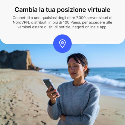 Detalle de NordVPN Amazon Essential – 1 Mese, 10 Dispositivi, VPN e Password Manager (Codice Digitale)