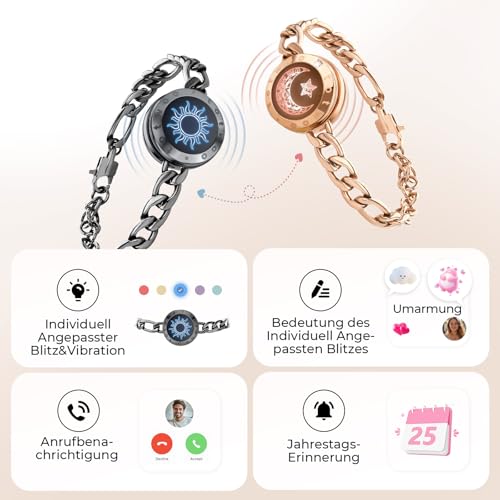 Detalle de TOTWOO Intelligentes Partnerarmband – 316 Edelstahl, Fernbeziehung, App-Verknüpfung