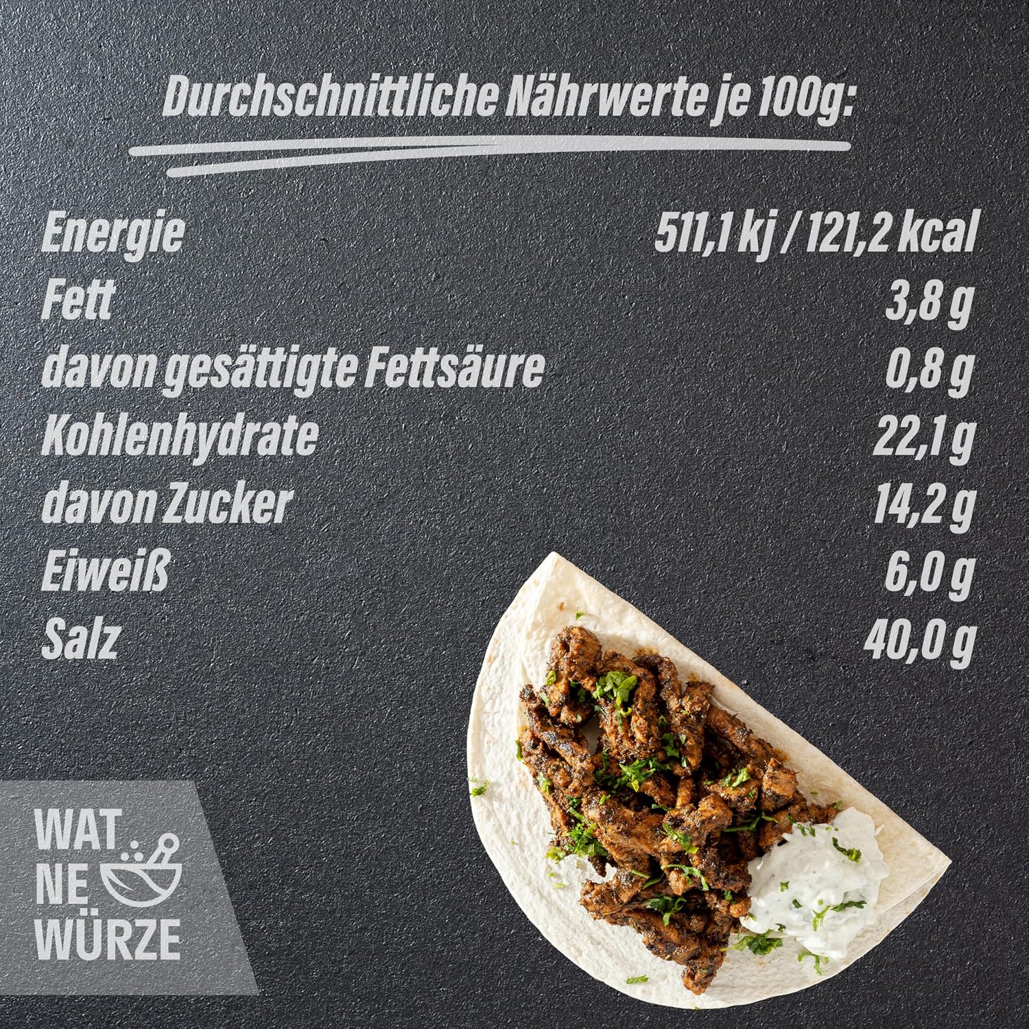 Detalle de WAT NE WÜRZE Gyrosgewürz 750 g – Griechische Gewürze für Gyros, Souvlaki, Döner & mehr