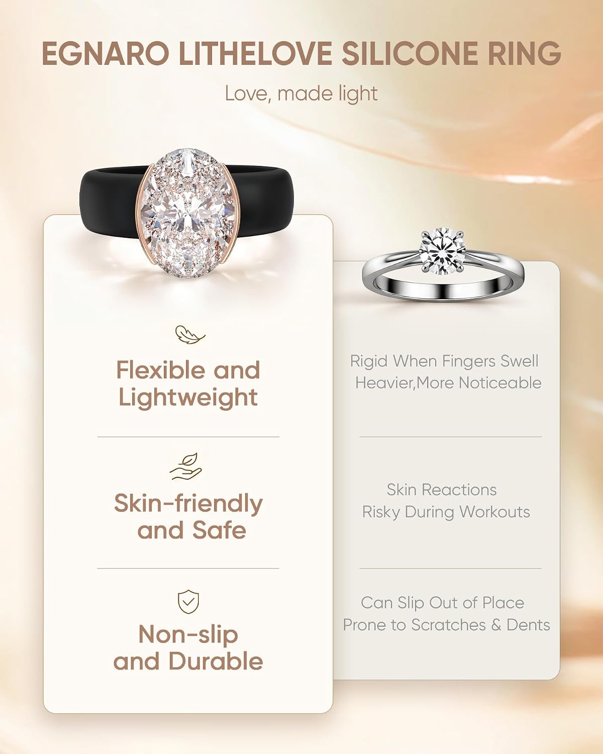 Thumbnail 6 de Egnaro Silicone Promise Ring with 11x8 mm CZ