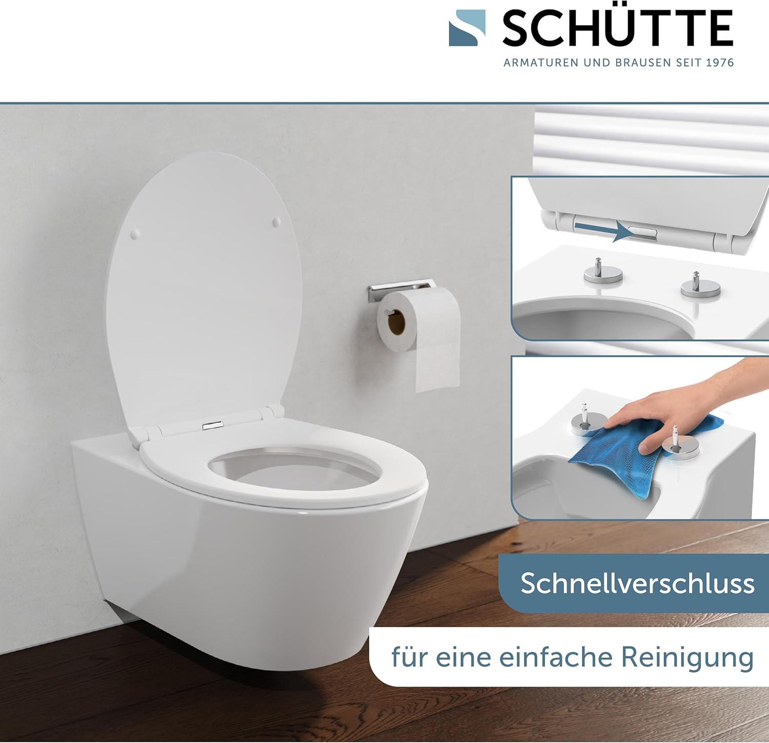 Thumbnail 4 de WC-Sitz mit Absenkautomatik aus Thermoplast, 250 kg belastbar, abnehmbarer Deckel – DIY-Montage, Weiß