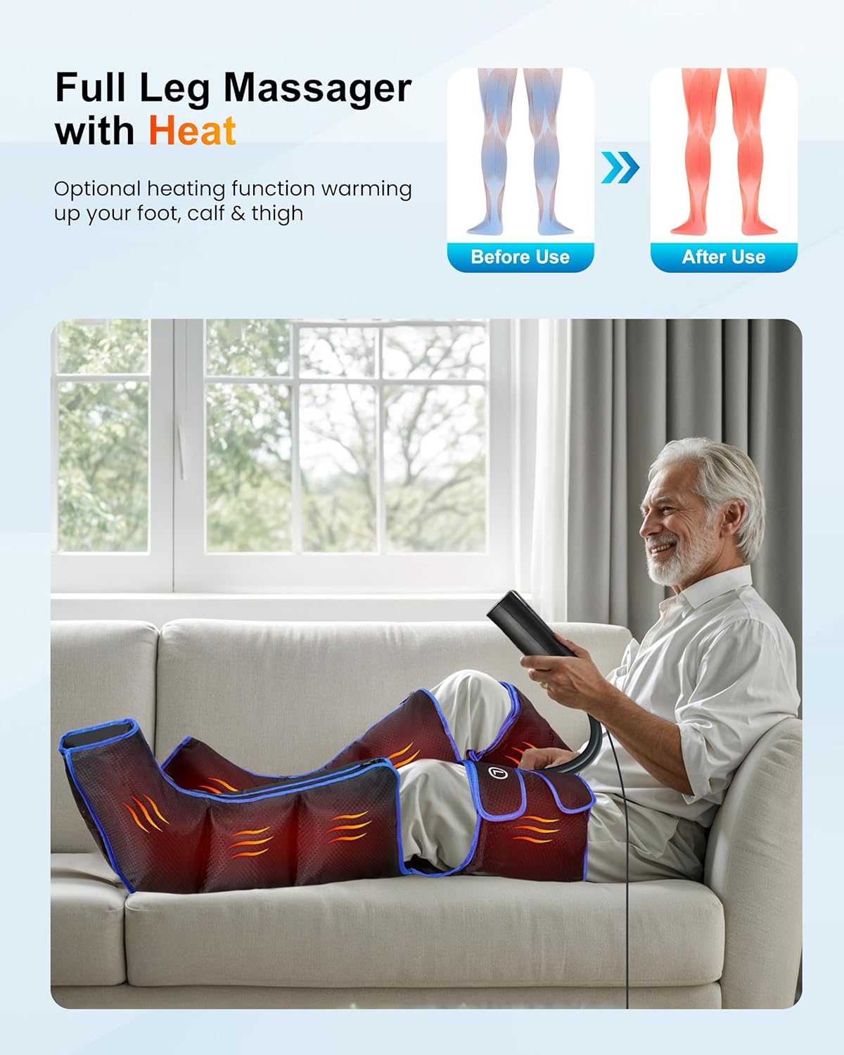 Thumbnail 2 de COMFIER Beinmassagegerät mit Wärme & Kompression (3-in-1) – 6 Modi, 3 Intensitätsstufen