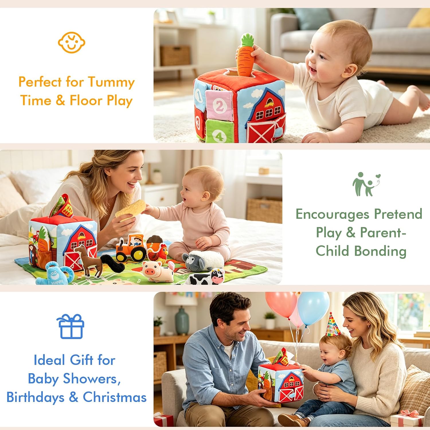 Thumbnail 5 de LZDMY Baby Toys 6 to 12 Months: Sensory Tissue Box Montessori Set with Farm Mat