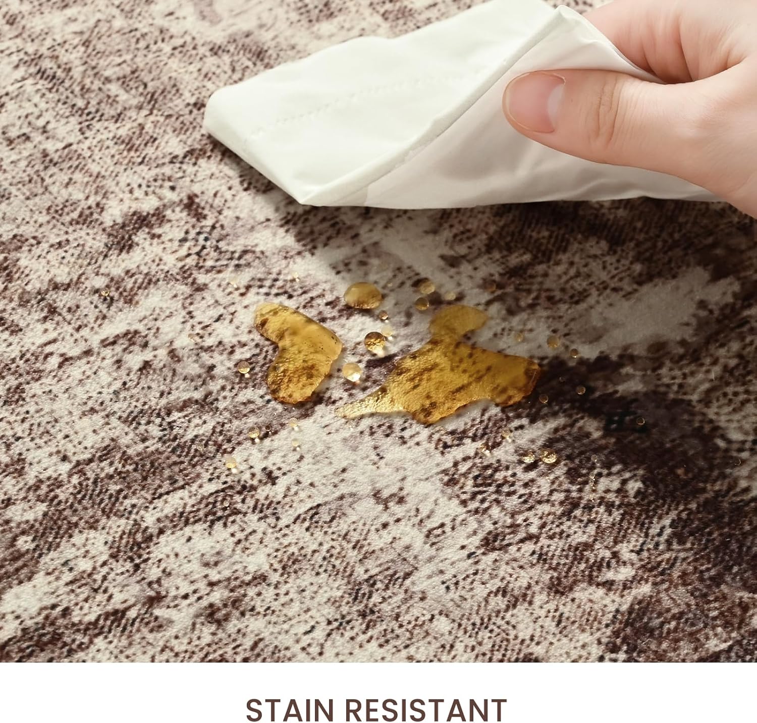 Thumbnail 4 de Ompaa 8x10 Brown Area Rug, Machine Washable