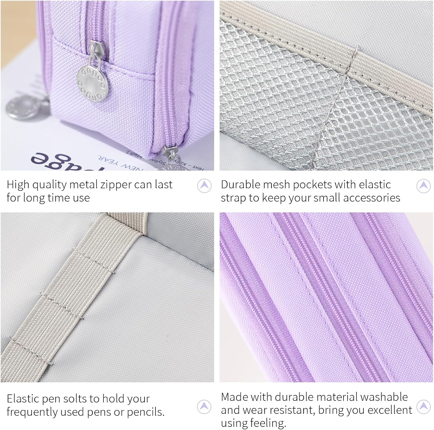 Detalle de CICIMELON CI-S 3-Compartment Pencil Case, Purple Polyester Pouch