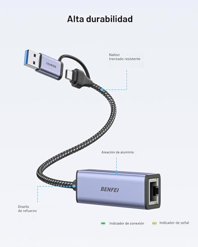 Thumbnail 8 de BENFEI Adaptador USB 3.0 a Ethernet 1000 Mbps 📡