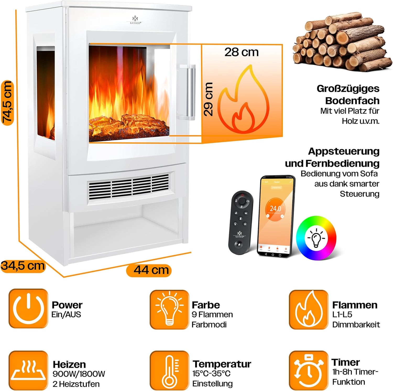 Thumbnail 4 de KESSER Elektrokamin Panorama 900/1800W