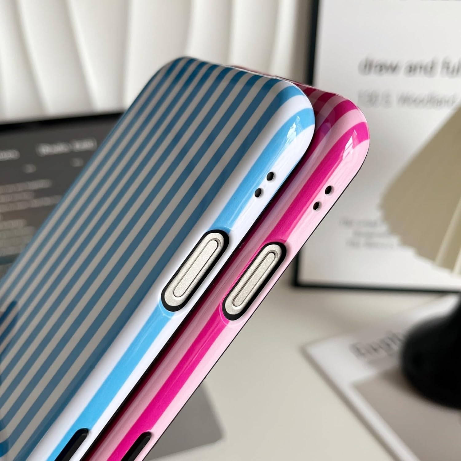 Detalle de Longlayss Striped Shockproof Case for iPhone 17 Pro Max (Hot Pink)