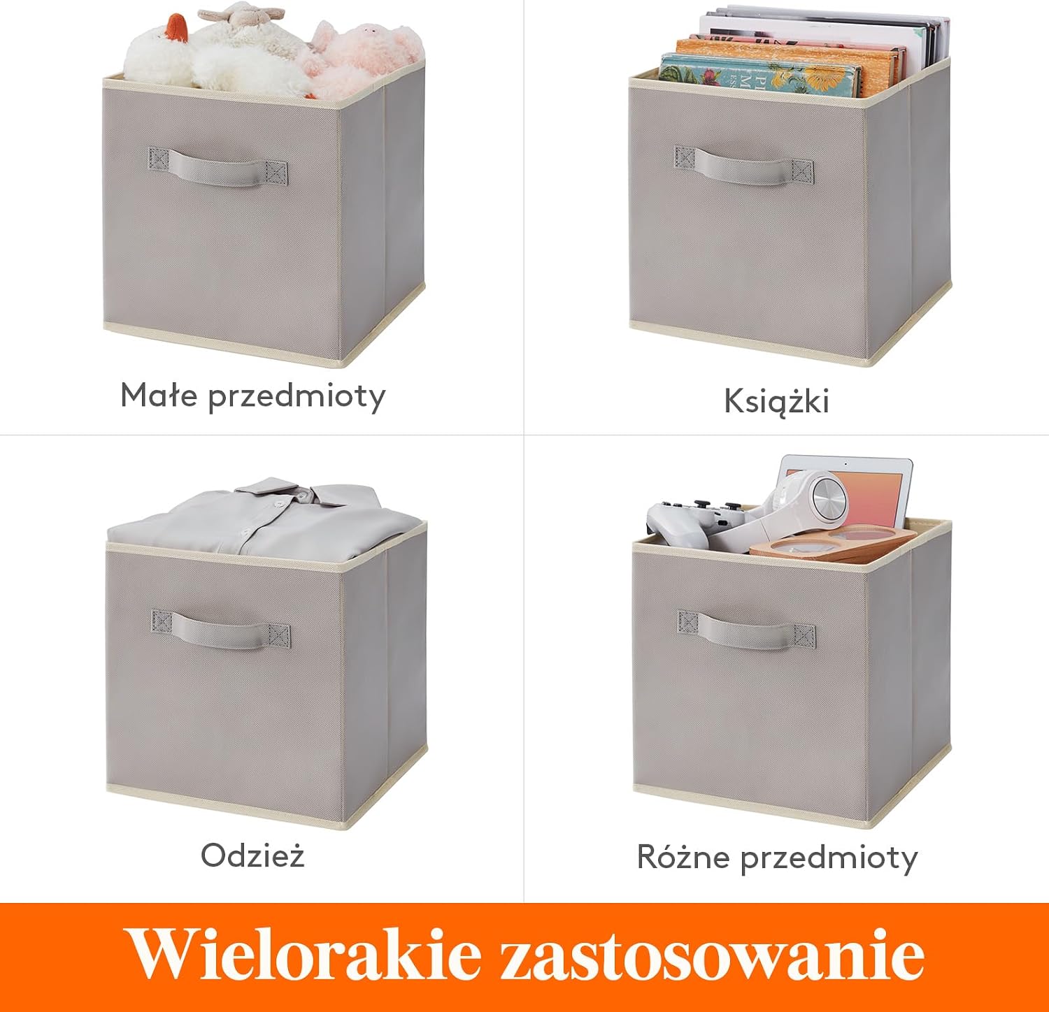 Detalle 1 de Lifewit 23091 – 10 składanych koszy do przechowywania, jasnoszare