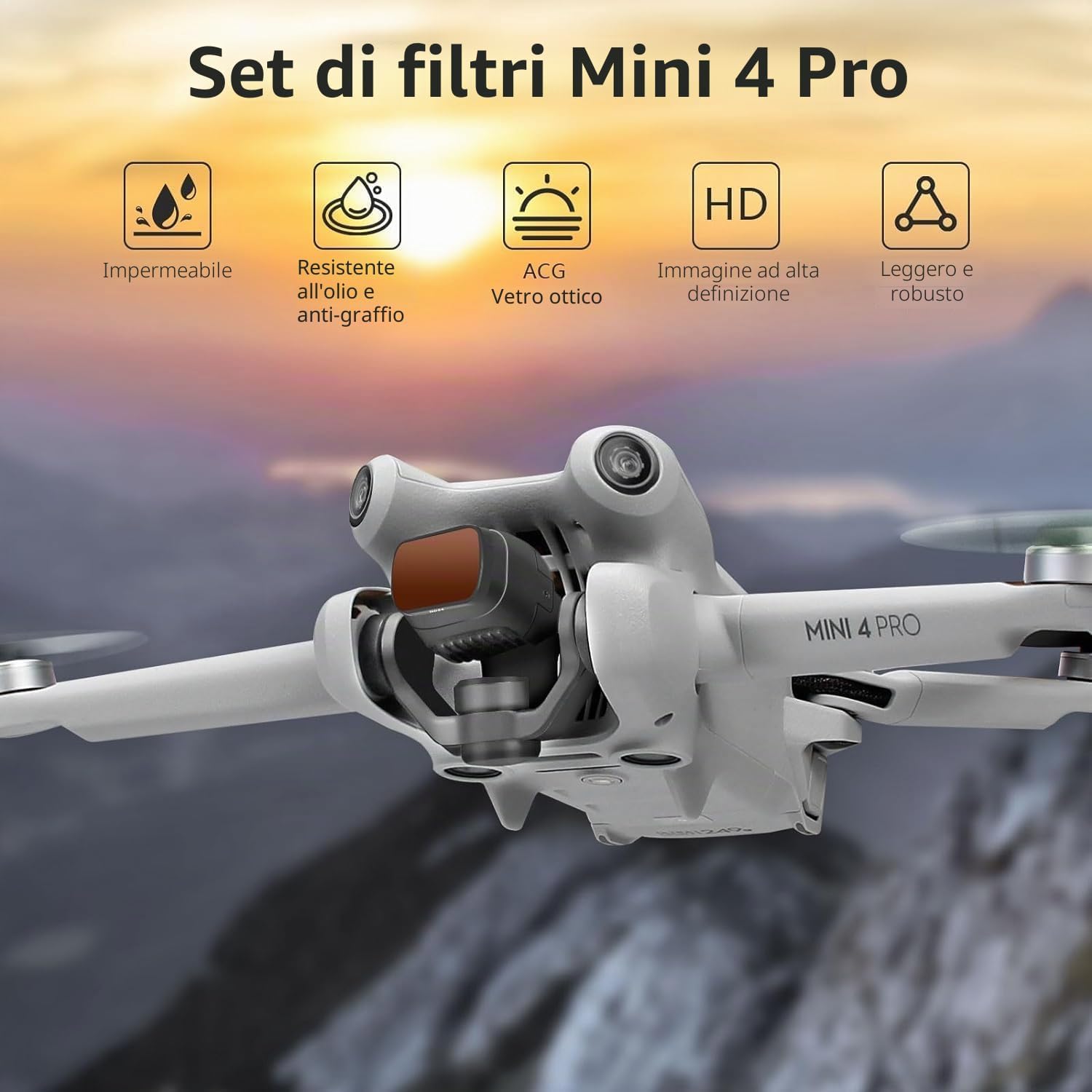 Thumbnail 2 de FPVtosky Pacco accessori Mini 4 Pro – Kit 7 in 1 con custodia, filtri ND, parasole RC2 e accessori essenziali