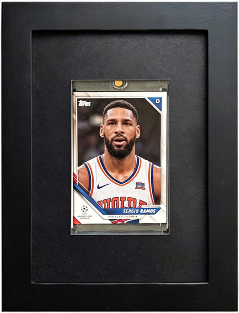 Detalle de Karten-Vitrine 15,2 x 20,3 cm – Schwarz, Holz mit HD-Glas, Display für Baseball, Basketball, Hockey und mehr