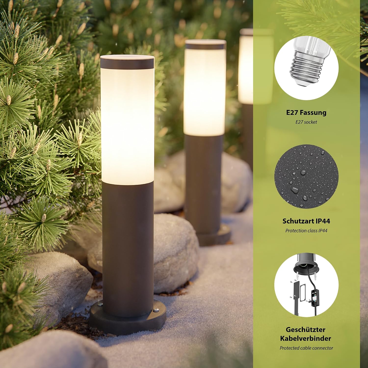 Detalle de PORU Paletto luminoso per uso esterno IP44 39 cm, Antracite con lampada E27 471 lm