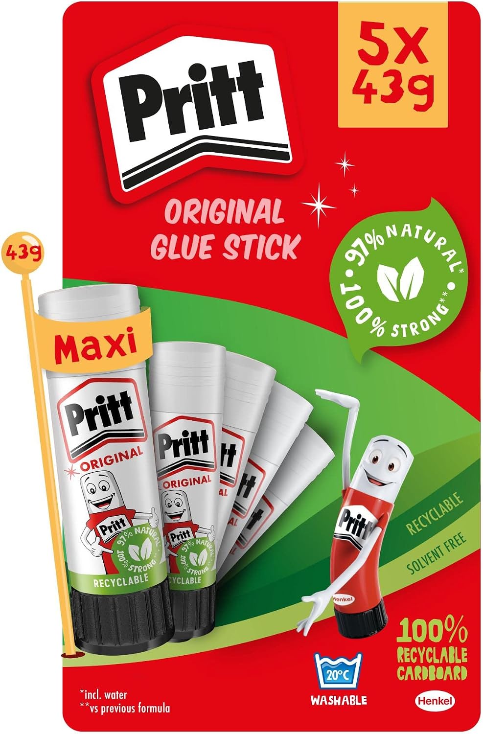 Thumbnail 2 de Pritt Glue Stick 43g (Pack of 5) – Safe & Child-Friendly Craft Glue for Arts & Crafts