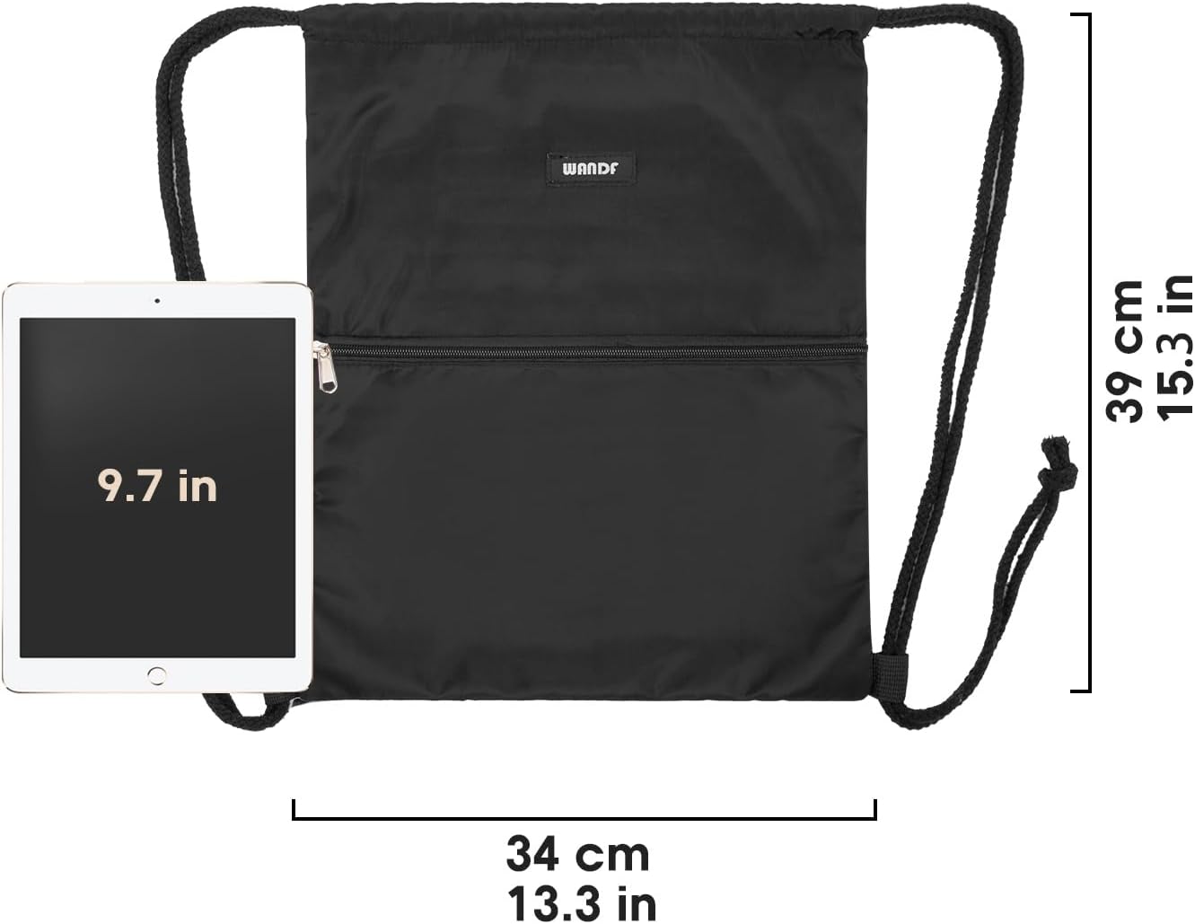 Detalle 2 de WANDF Sac de sport à dos pliable ultraléger avec poche extérieure et cordon réglable