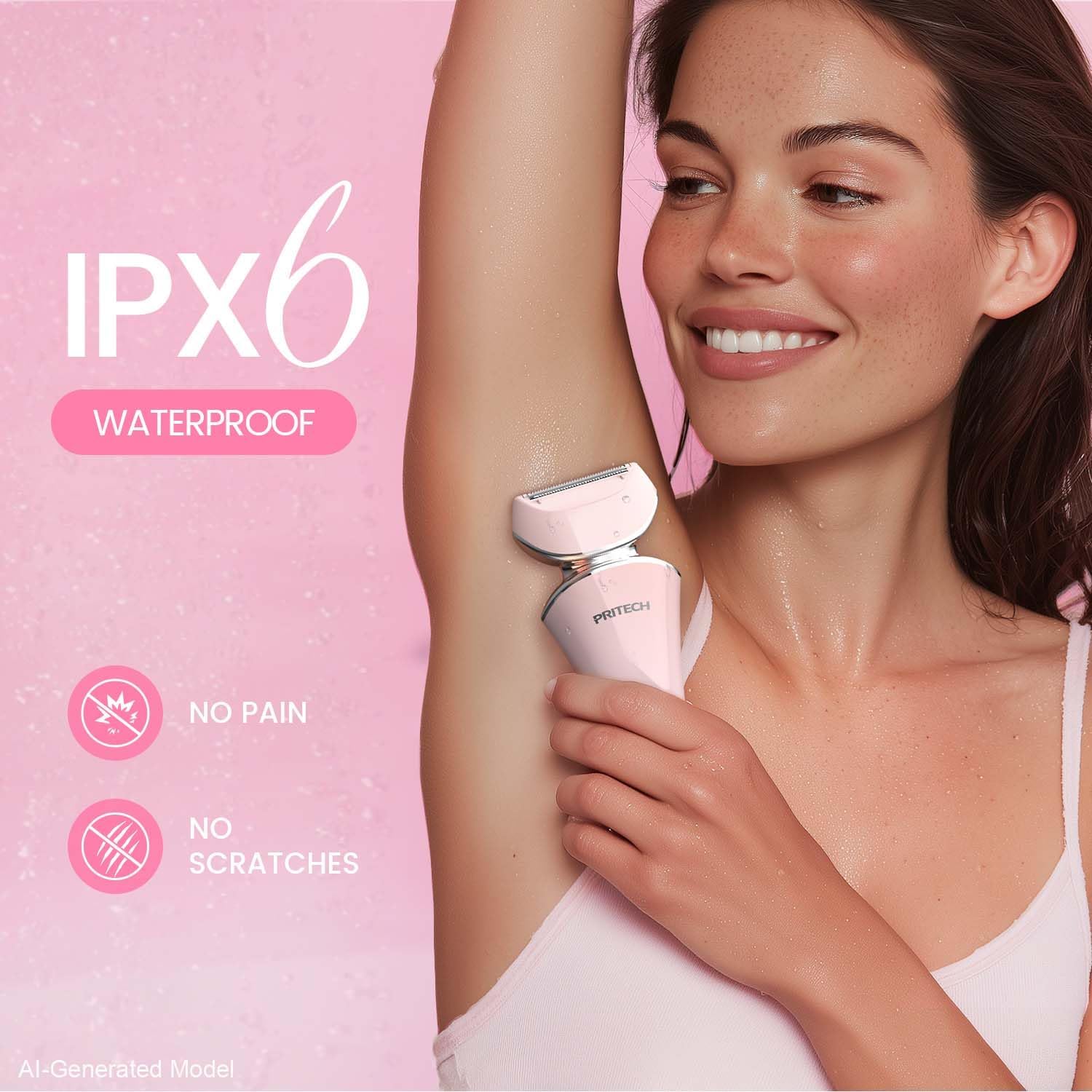 Detalle 2 de Electric Razor for Women: Rechargeable Wet/Dry Shaver with 3 Blade Types and USB Dock