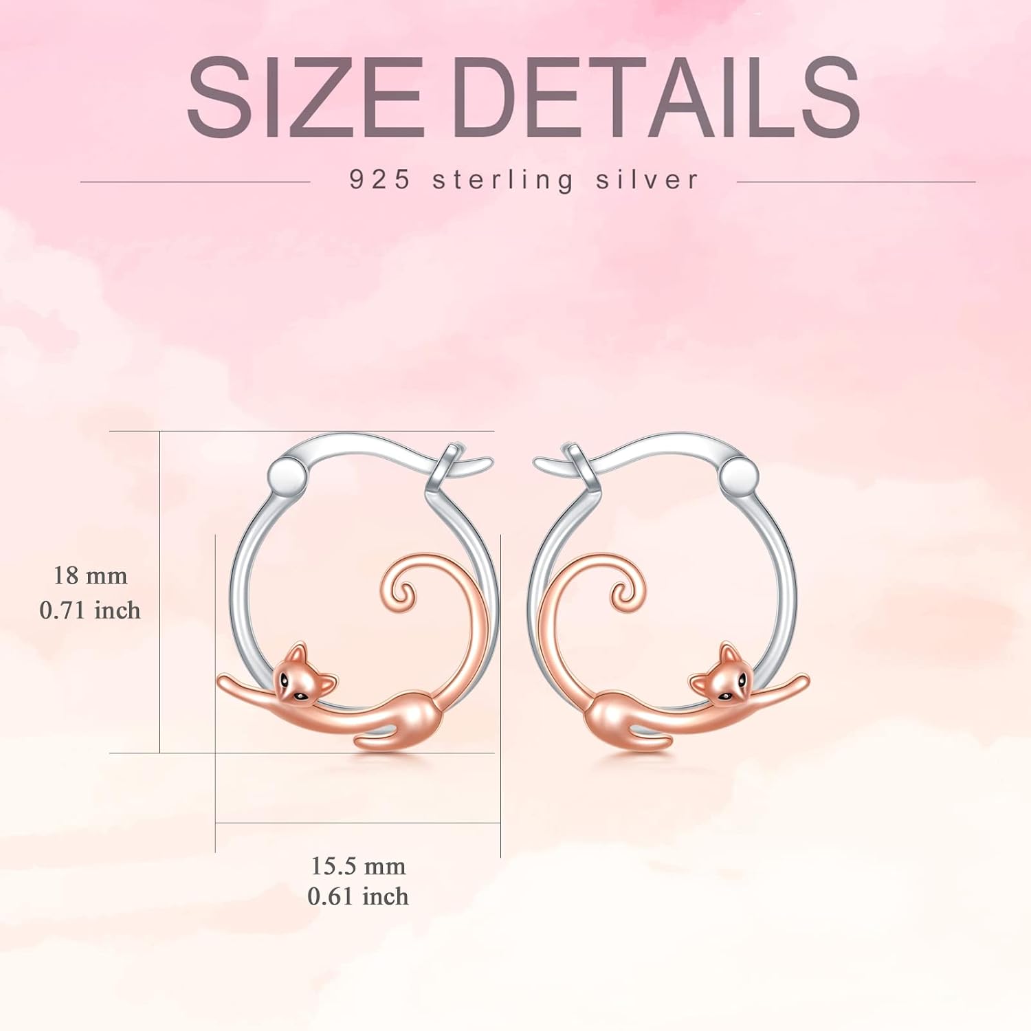 Detalle de Tierförmige Creolen aus 925 Sterling Silber – Katzenmotiv, CUPENDA Ohrringe