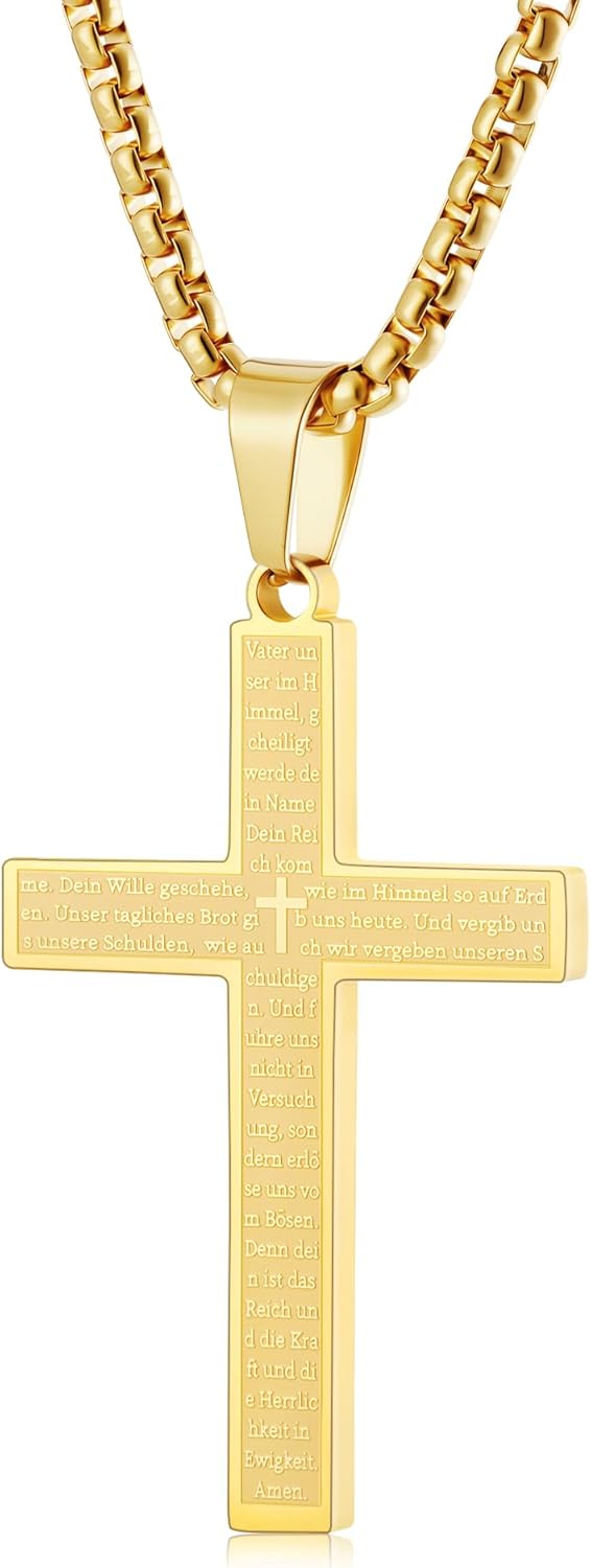 Thumbnail 6 de Aretas Kreuz Halskette für Herren, Jungen & Kinder – Kreuzanhänger mit 316L-Edelstahl, ca. 20 Zoll Kette