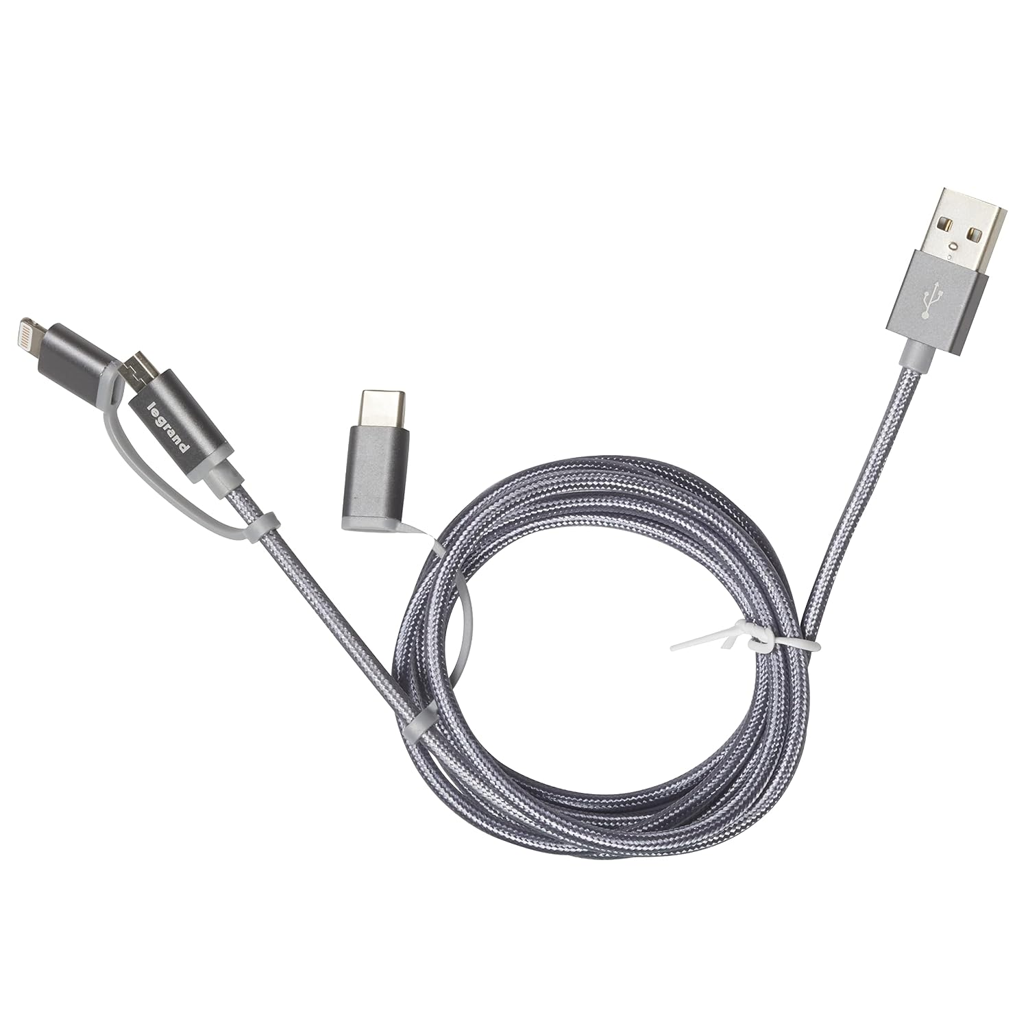 Detalle de Legrand Cordon USB Type-A vers micro USB, USB-C ou Lightning — câble multi-connecteur 1,2 m