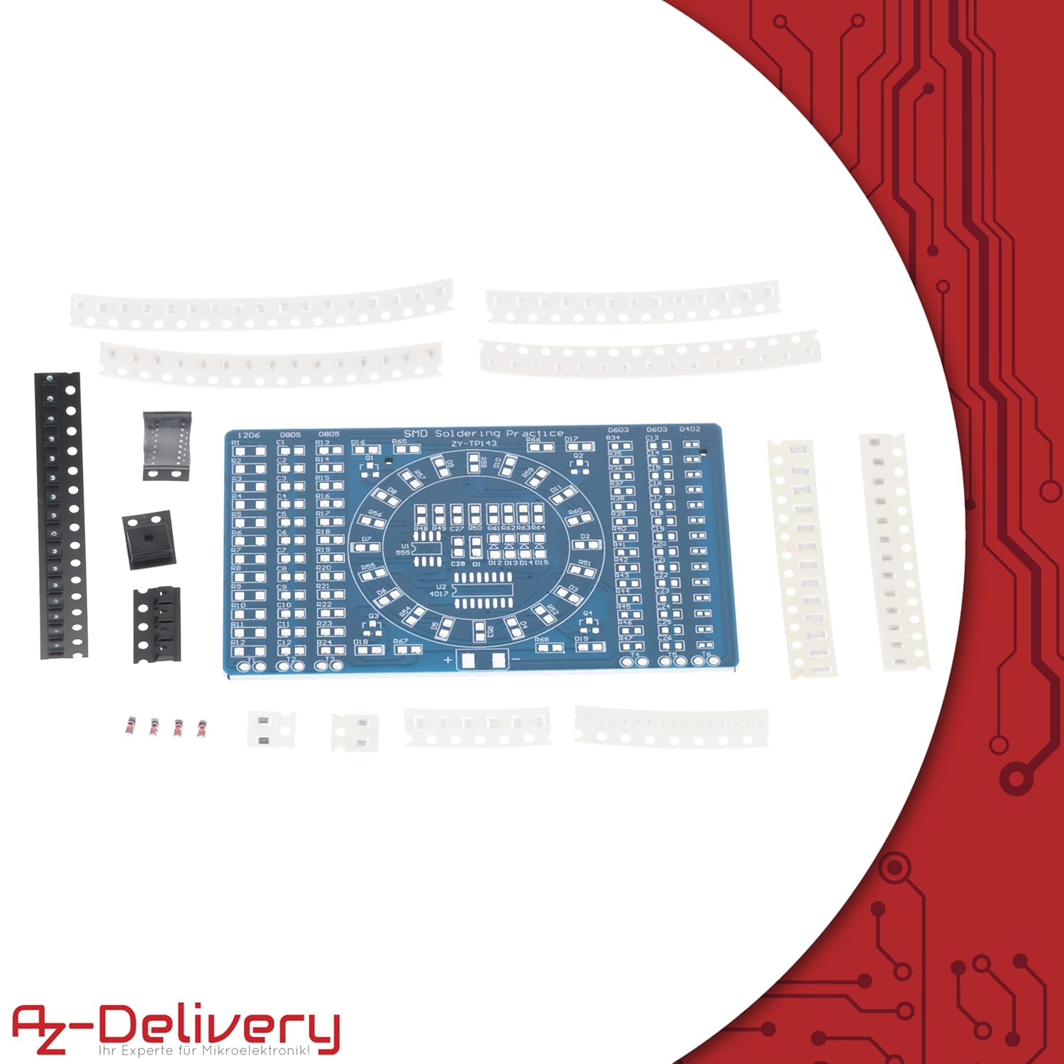 Thumbnail 5 de AZDelivery NE555 SMD kit di esercizio di saldatura PCB DIY con LED