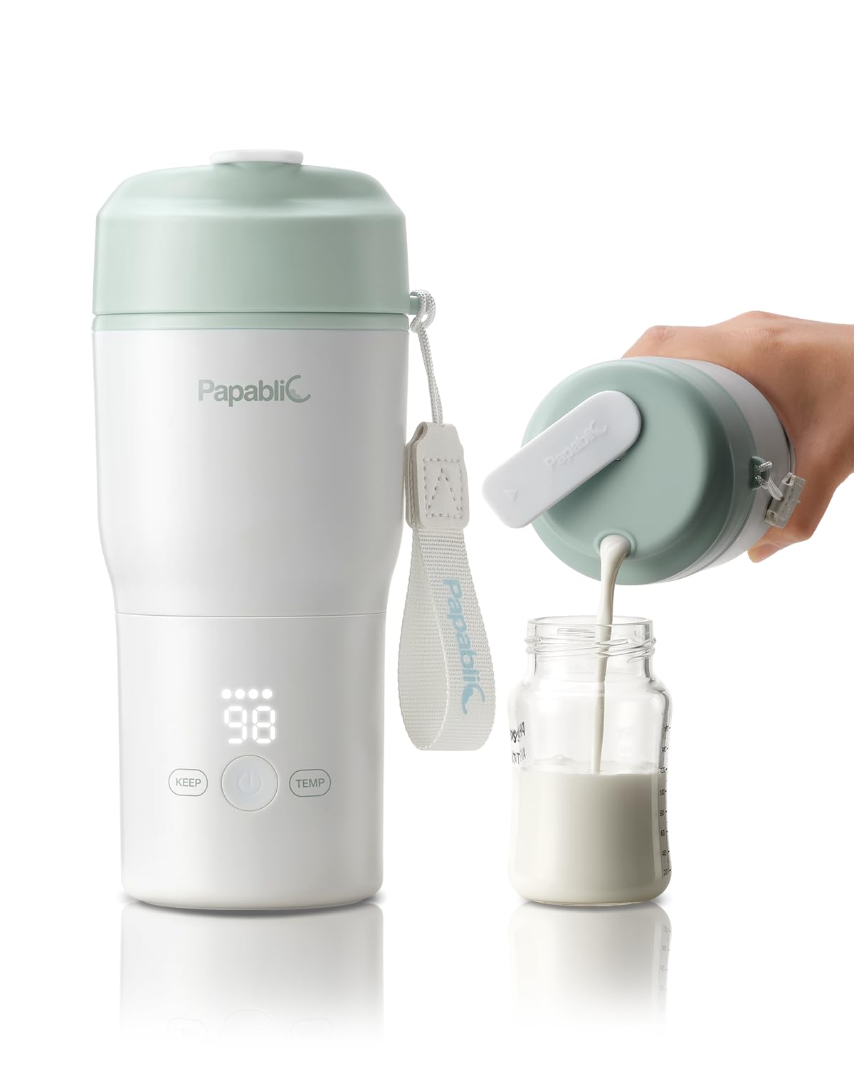 Papablic Portable Bottle Warmer, 85W Rechargeable Travel Warmer with 4 Settings