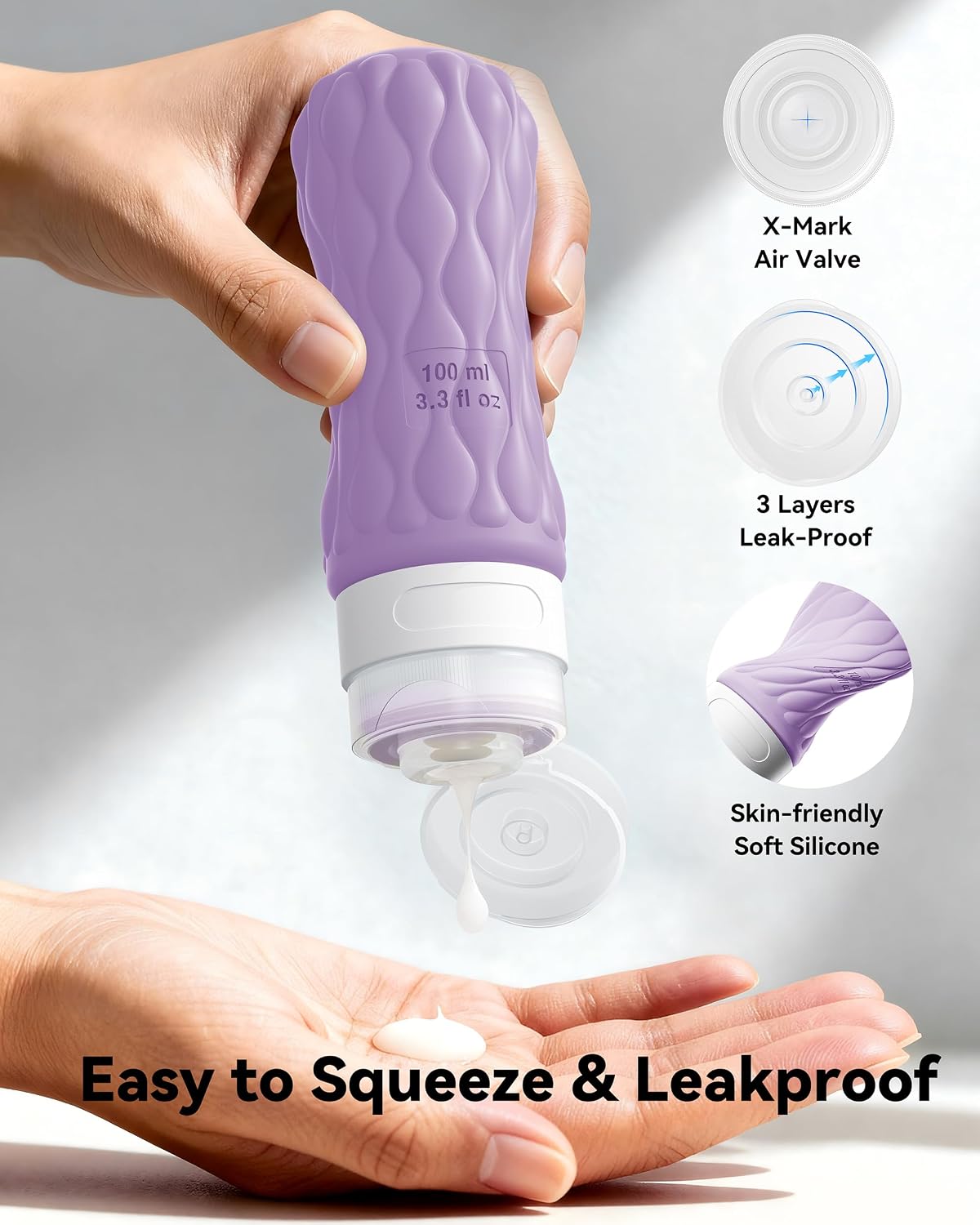 Thumbnail 2 de 8 Pack Silicone Travel Bottles with Labels and Clear Bag – Leakproof Refillable Set for Toiletries