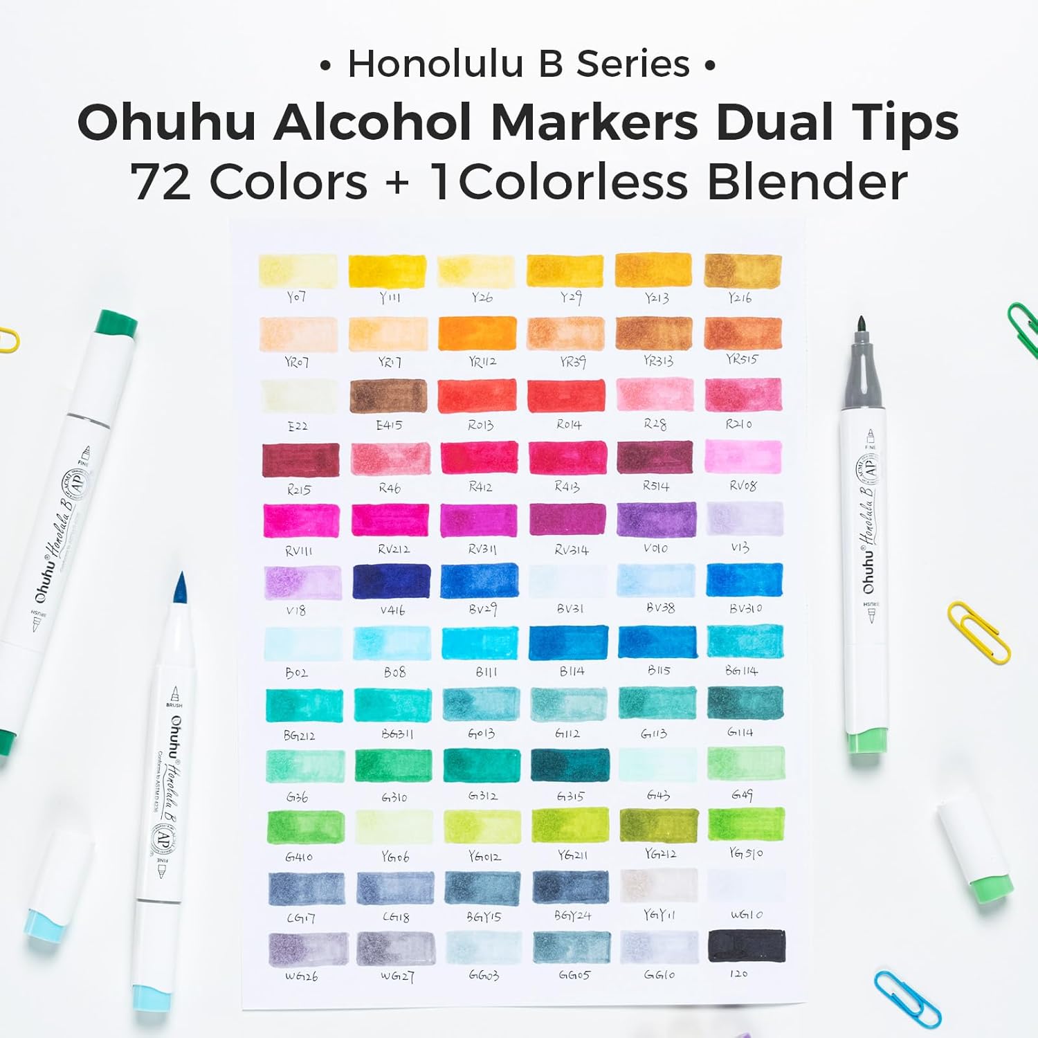 Thumbnail 3 de Ohuhu Alcohol Markers Brush Tip – 72-Color Dual-Tip Marker Set with Refillable Ink