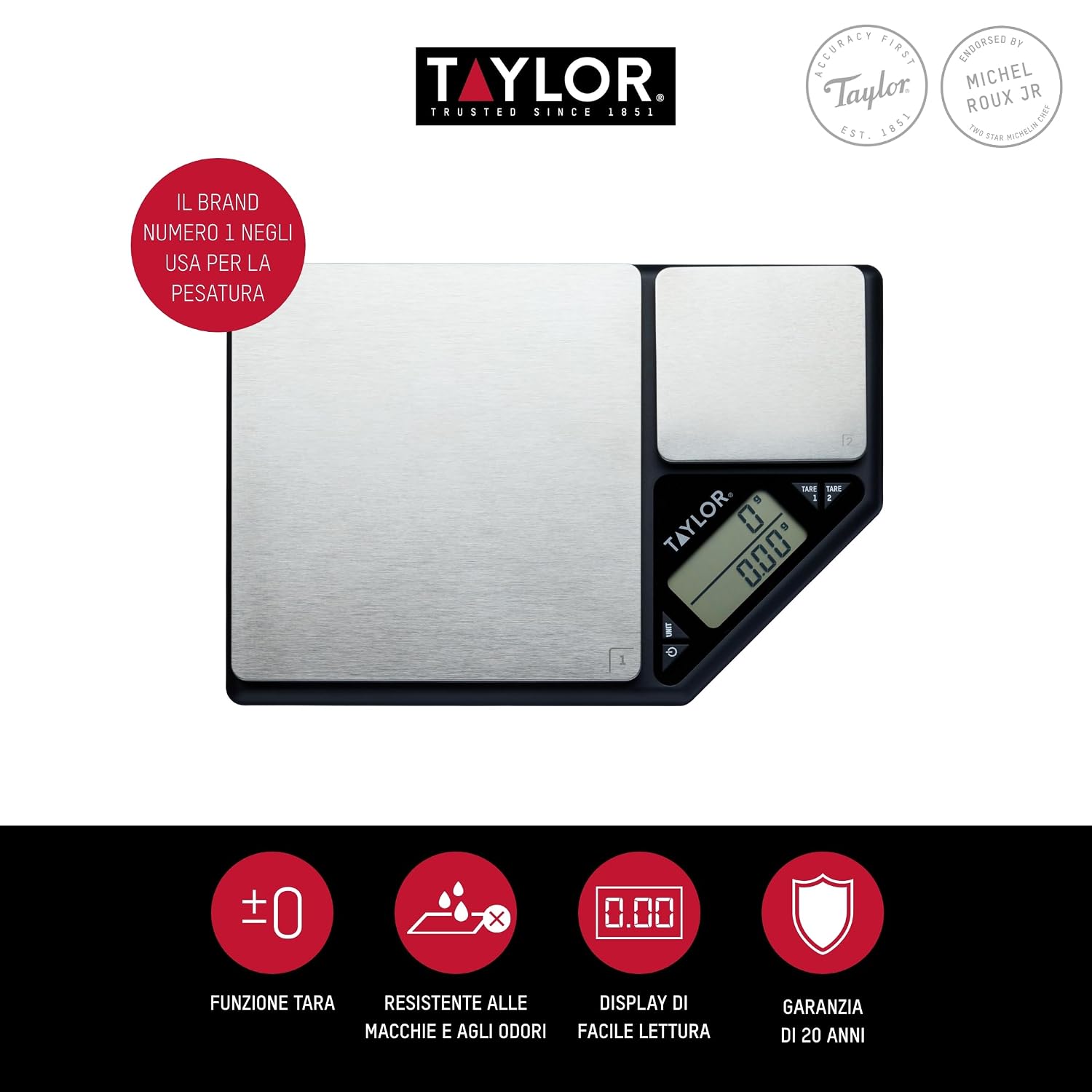 Thumbnail 2 de Taylor Pro Digital Kitchen Scale, Dual Platform, 5 kg Capacity, Tare Function