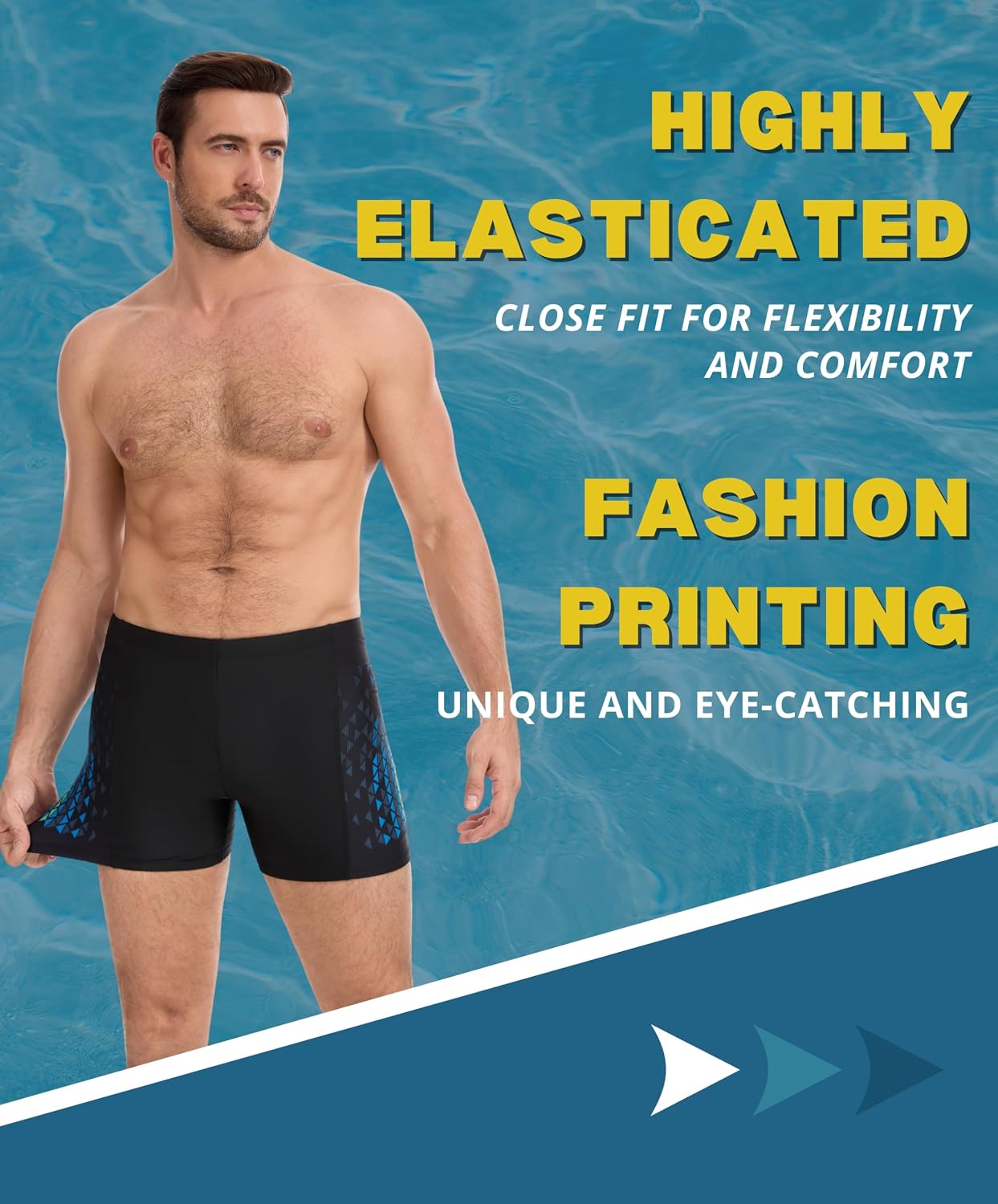 Detalle de AMZSPORT Badehose Herren Kurz – Wassersport-Schwimmshorts mit hydrophober Beschichtung