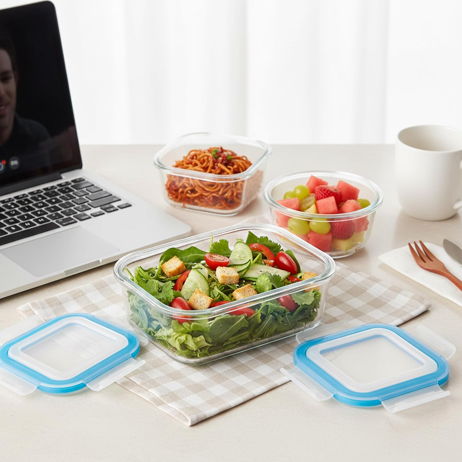 Thumbnail 6 de KICHLY Set contenitori in vetro per alimenti 24 pezzi – trasparenti, senza BPA, lavabili e adatti a forno, microonde e freezer