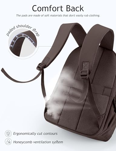 Detalle de Uselike Travel Backpack for Women, 15.6 Inch Laptop Backpack, Quilted 18L Water-Resistant Daypack (Dark Brown)