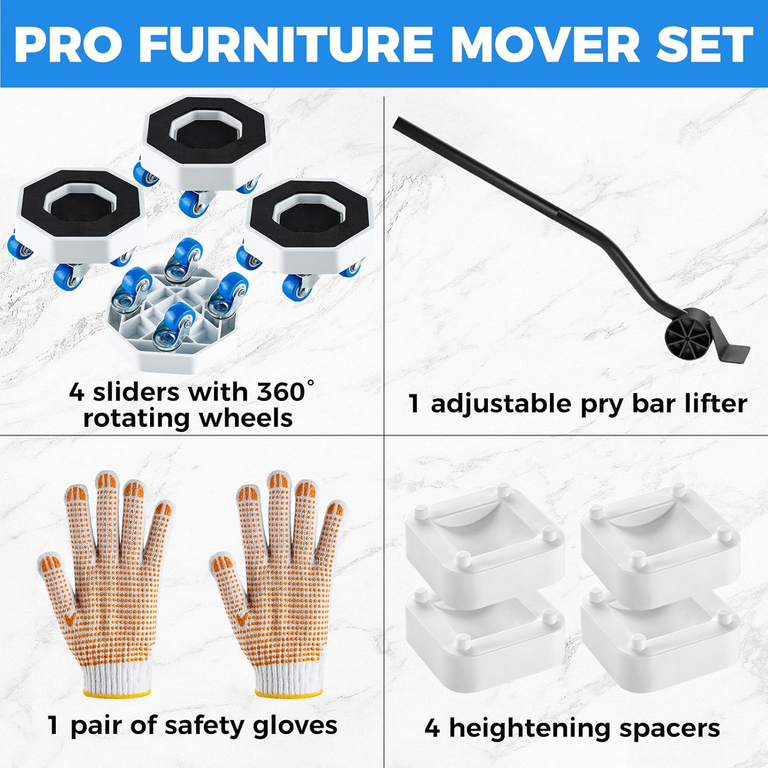 Thumbnail 2 de 360° Rotating Furniture Sliders with Wheels – Heavy Duty Moving Kit for Up to 350kg
