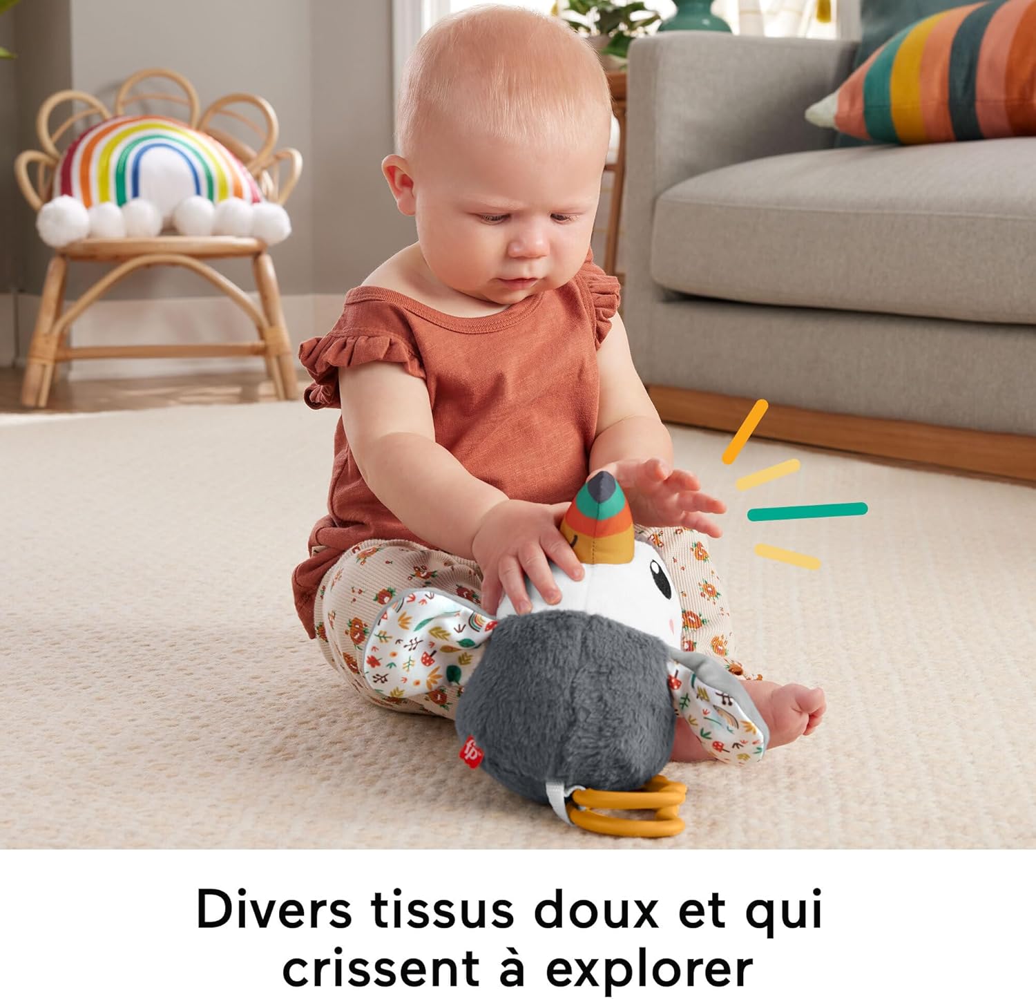Thumbnail 4 de Fisher-Price Toucan à agiter partout (HNX66) – jouet en peluche sensoriel dès la naissance