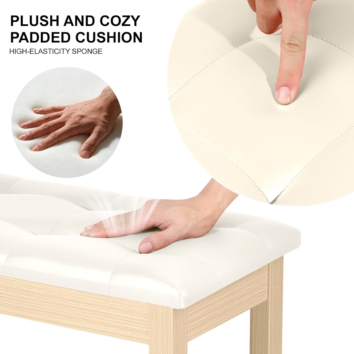 Thumbnail 6 de Vediya VES95 Duet Piano Bench with Storage, Tufted Apricot Seat