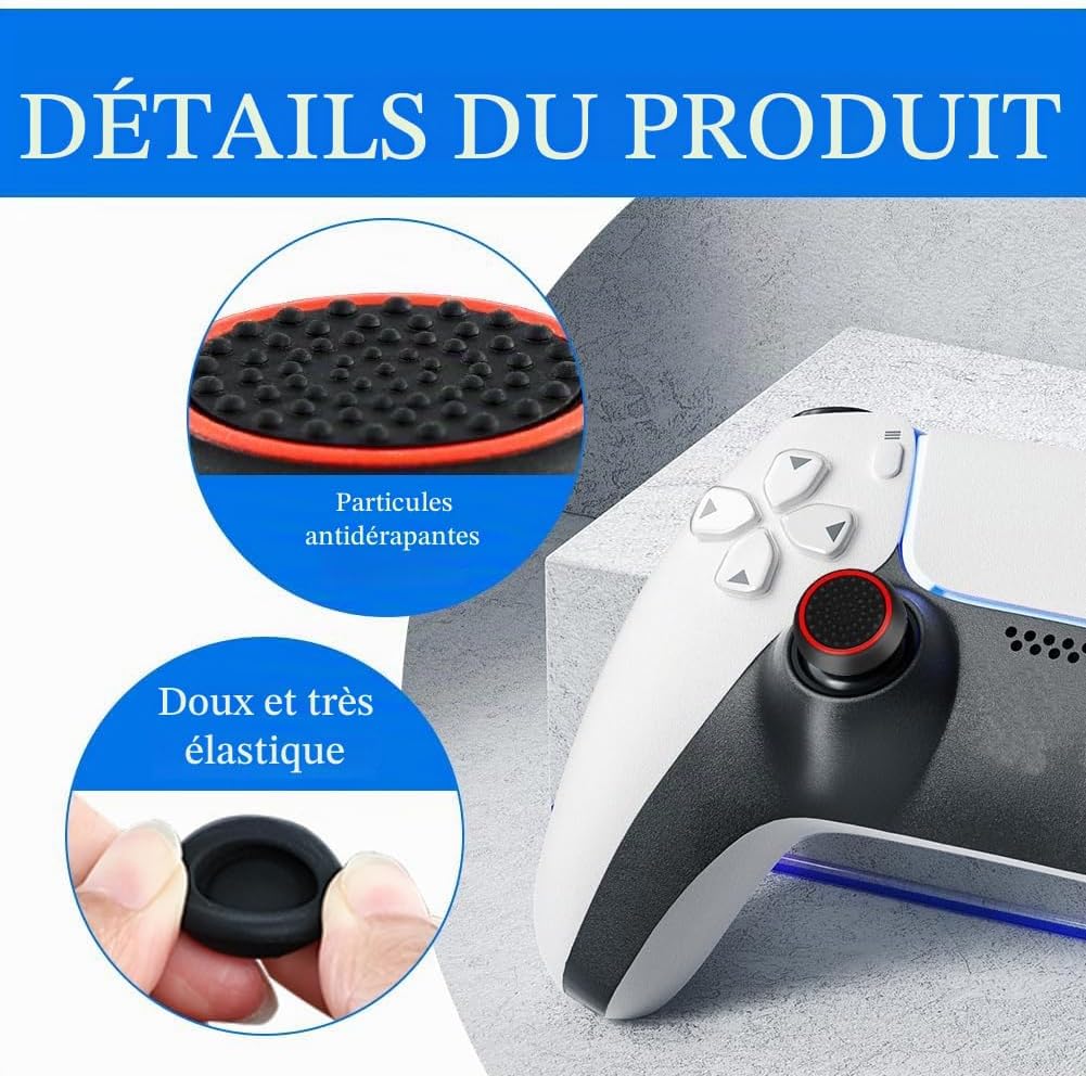 Detalle 1 de AYESY joystickdoppen voor PS5, PS4 en Xbox, 20 donkere siliconen doppen