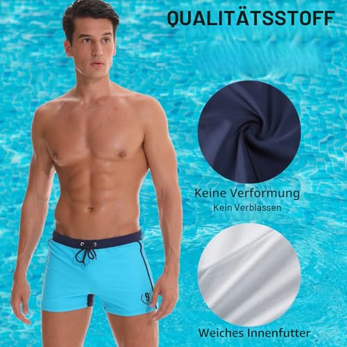 Detalle de Arcweg Badehose Herren Eng Kurz mit Tunnelzug – Blau, UV-Schutz, Größe XL (EU)
