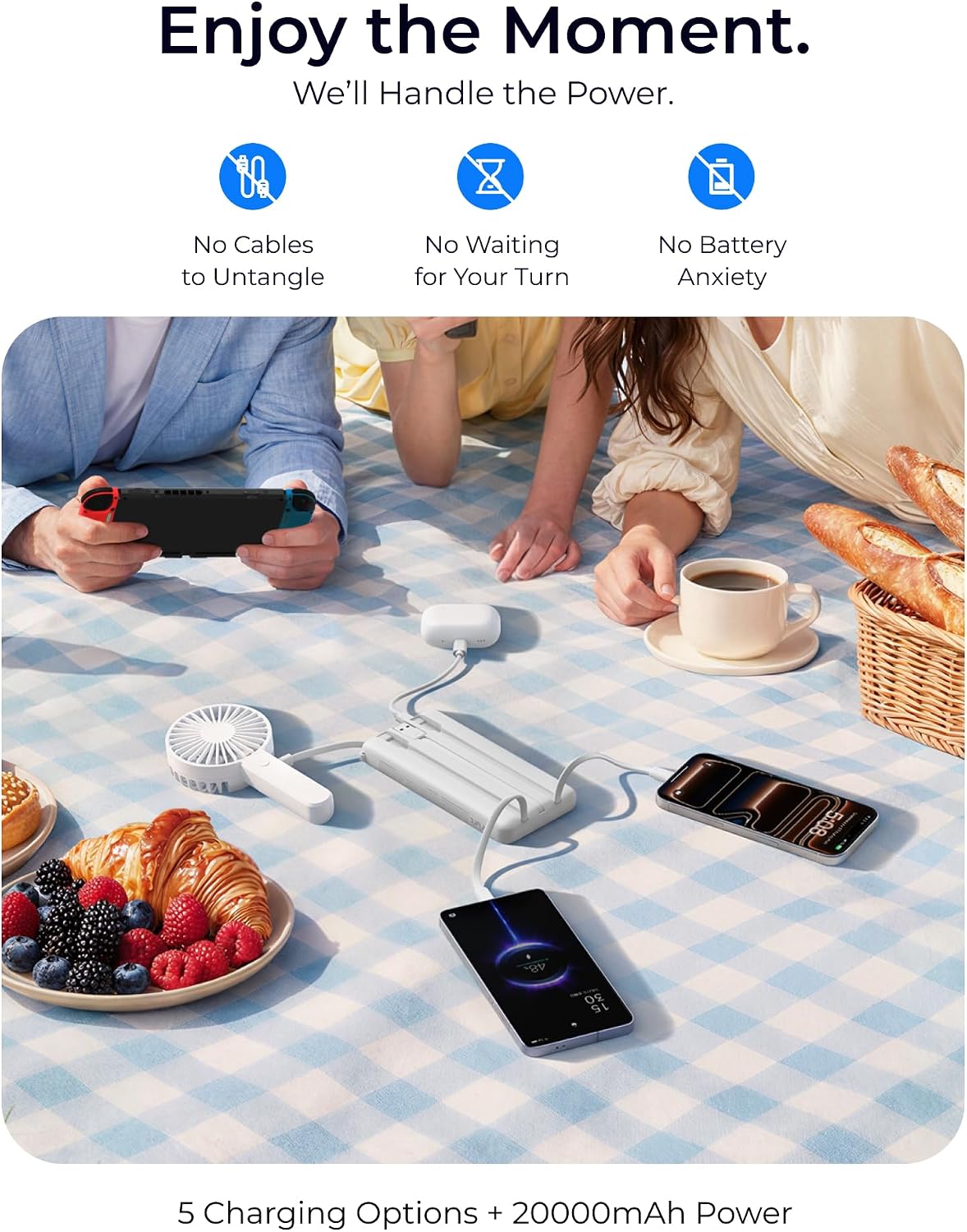 Thumbnail 5 de VRURC T2047Q 20,000mAh Power Bank with 4 Built-In Cables, 22.5W PD