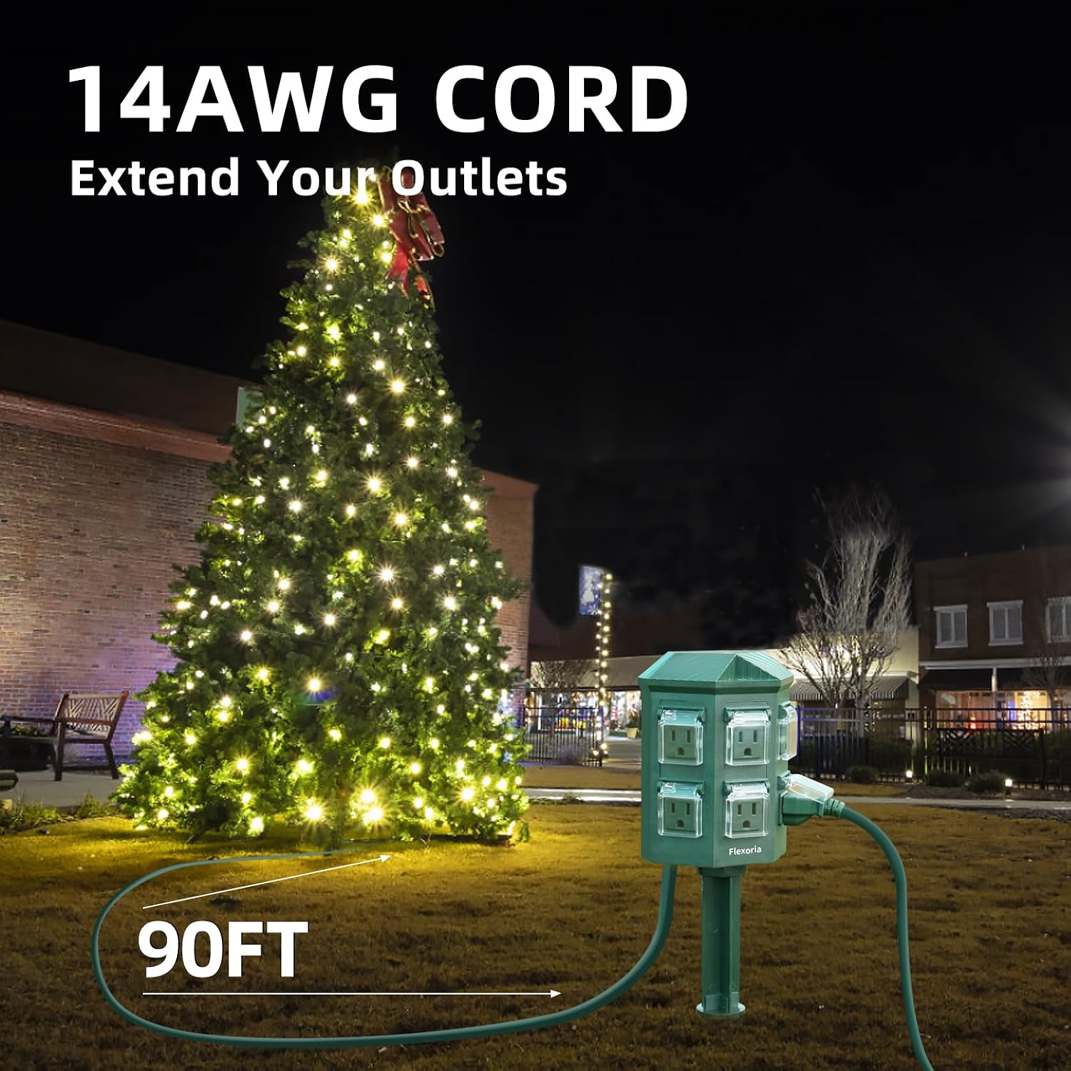 Thumbnail 6 de Flexoria Outdoor Power Strip Waterproof — 90 Ft Heavy-Duty Extension with 6 Grounded Outlets