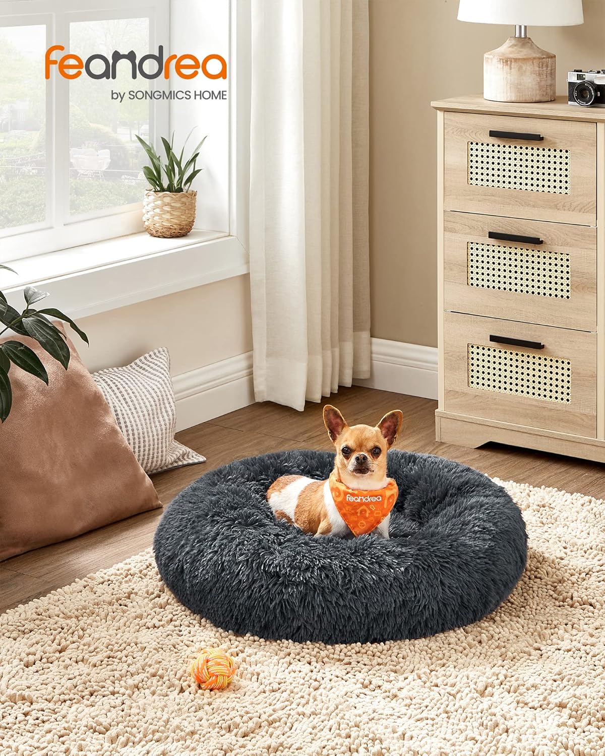 Thumbnail 1 de Feandrea Cuccia per Cani a Ciambella 60 cm, Grigio Scuro