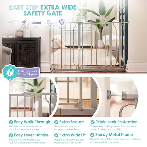 Detalle de Regalo Safety Extra Wide Baby Gate for Doorways & Bottom of Stairs (Platinum)