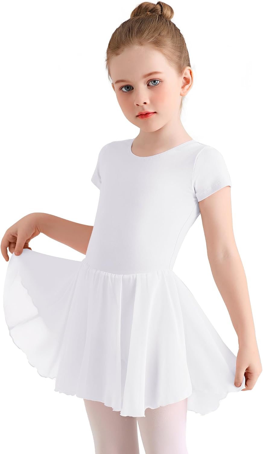 Thumbnail 6 de Eisnnu Kinder Ballettkleidung Mädchen Baumwolle Kurzarm Tanzkleid mit Chiffon Rock, 2–11 Jahre