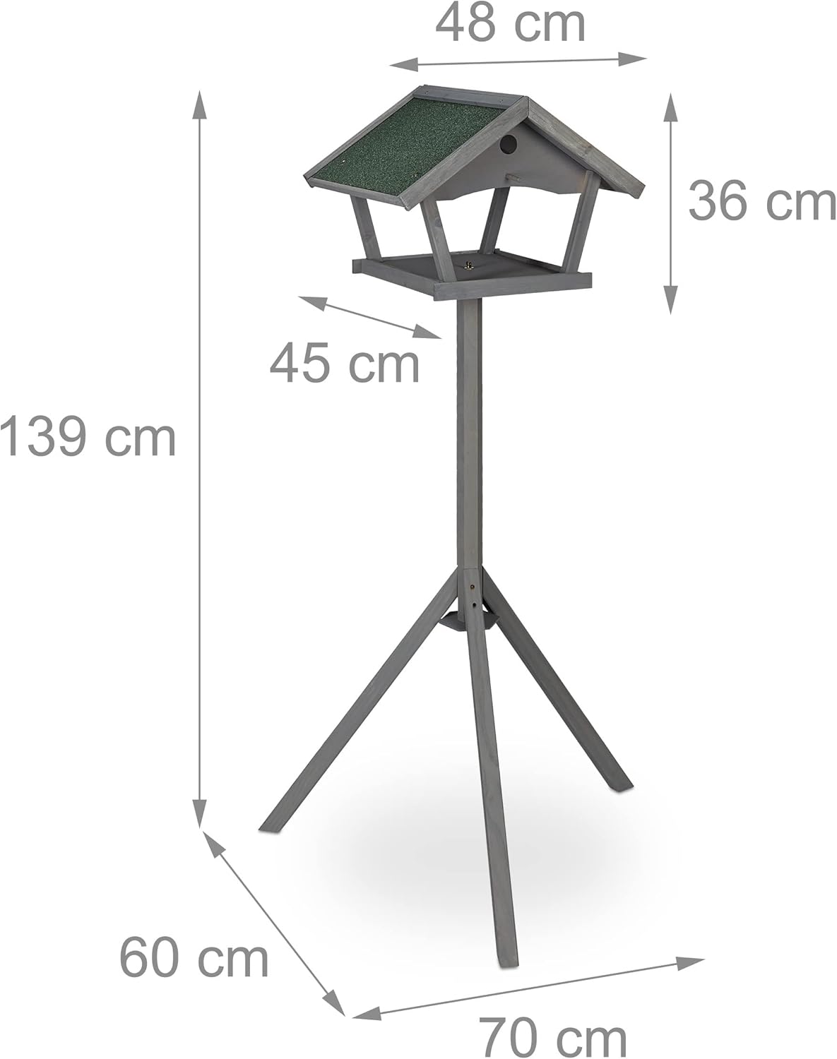 Thumbnail 3 de Relaxdays Vogelfutterhaus mit Standfuß – wetterfestes Futterhaus für Wildvögel, HBT ca. 139 x 70 x 60 cm