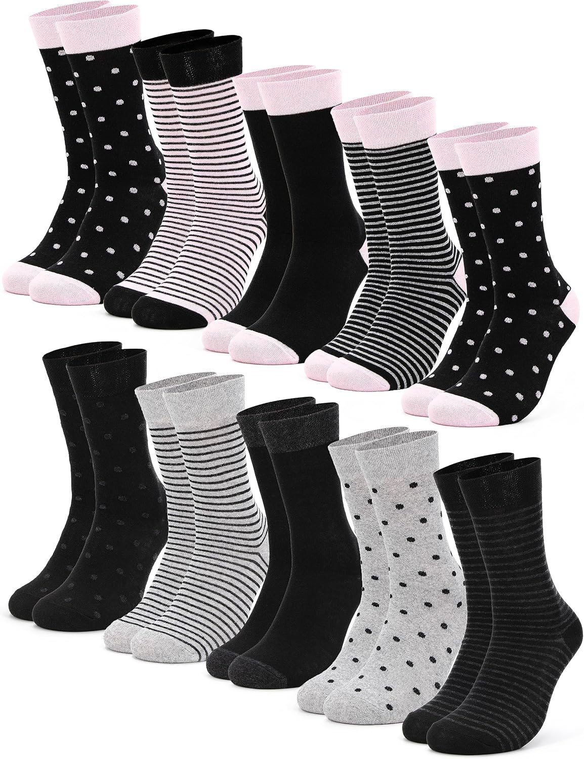 Detalle de Occulto calze donna in cotone con strisce e pois (10 paia) – morbide e traspiranti