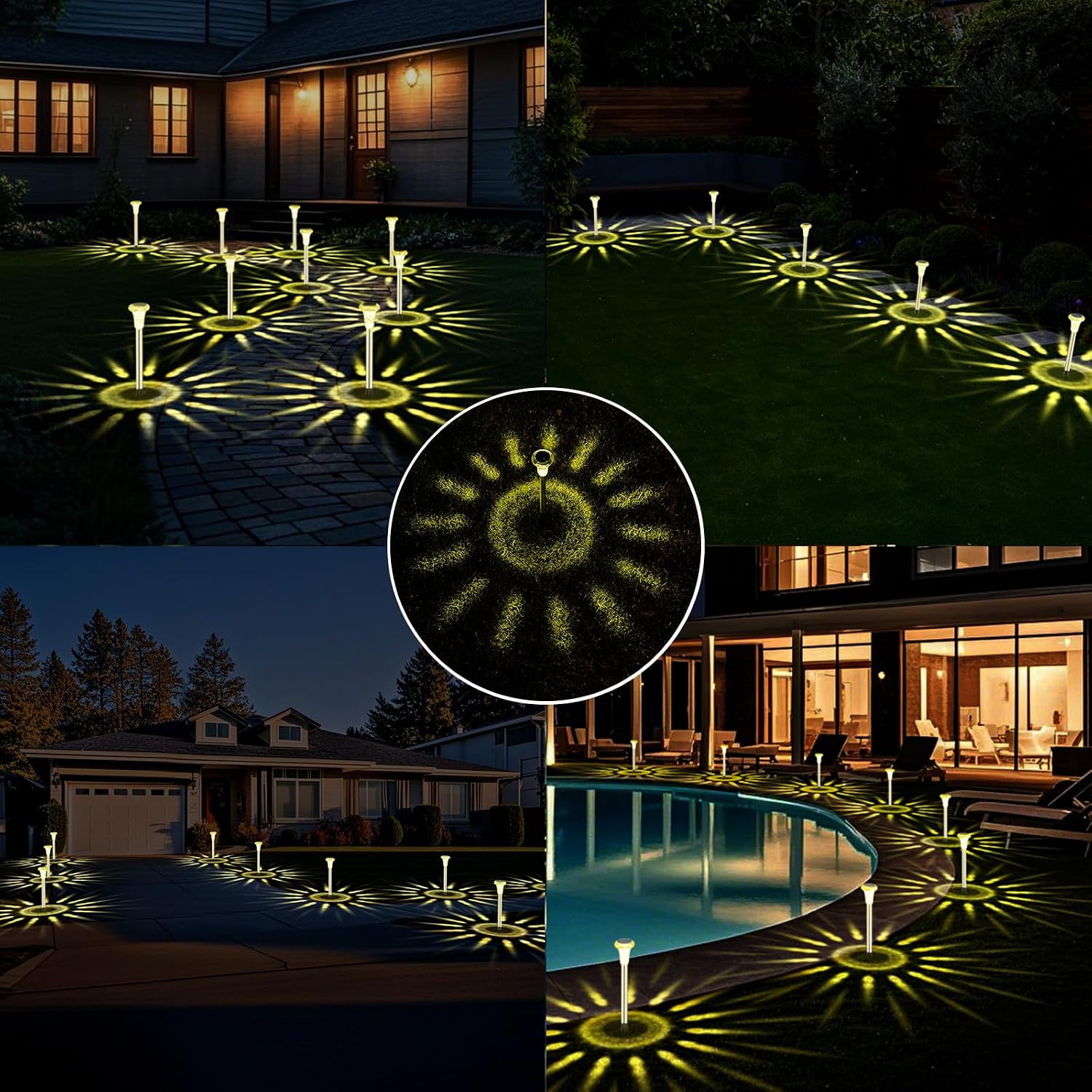 Detalle de Bowfar Solarleuchten für Außen (6er-Set) IP65, Edelstahl & warmweiß