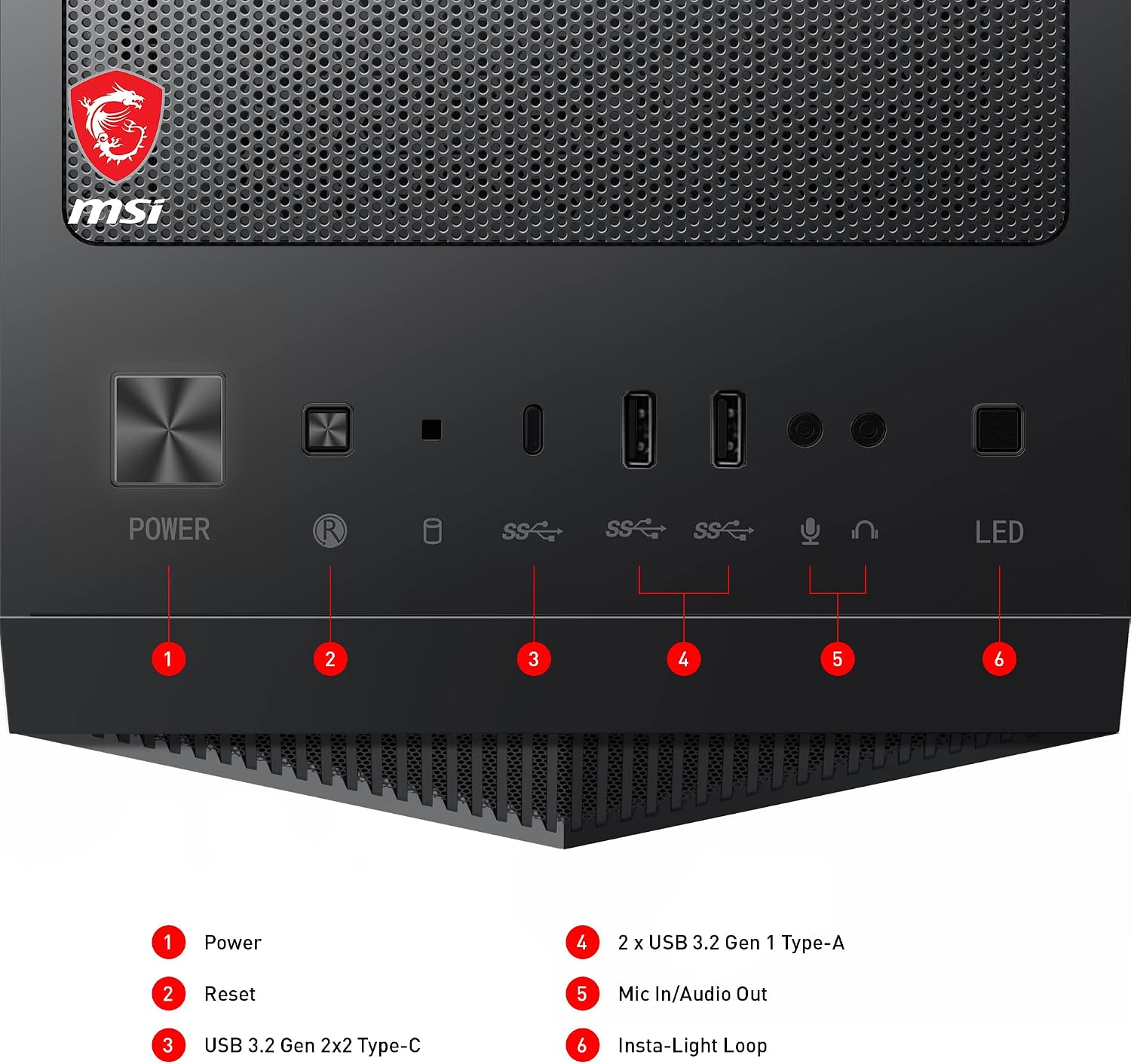 Detalle de MSI MPG GUNGNIR 110R case gaming ATX