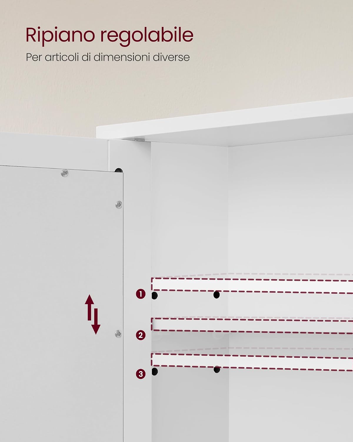 Detalle 2 de VASAGLE LHC012W01 Armadio da bagno 15x65x75 cm
