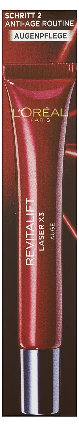 Detalle de L’Oréal Paris Revitalift Laser X3 Augenpflege mit 3-fach Wirkung – Anti-Aging Augencreme (Hyaluronsäure, 3% Pro-Xylan), 15 ml (Packung mit 2)