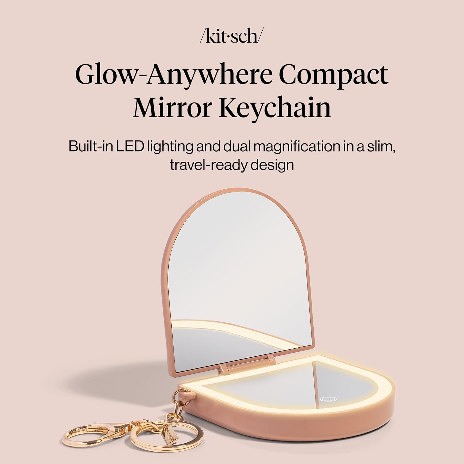 Thumbnail 1 de Kitsch Cute Keychain Compact Mirror with Lights, Dual Magnification, USB Rechargeable