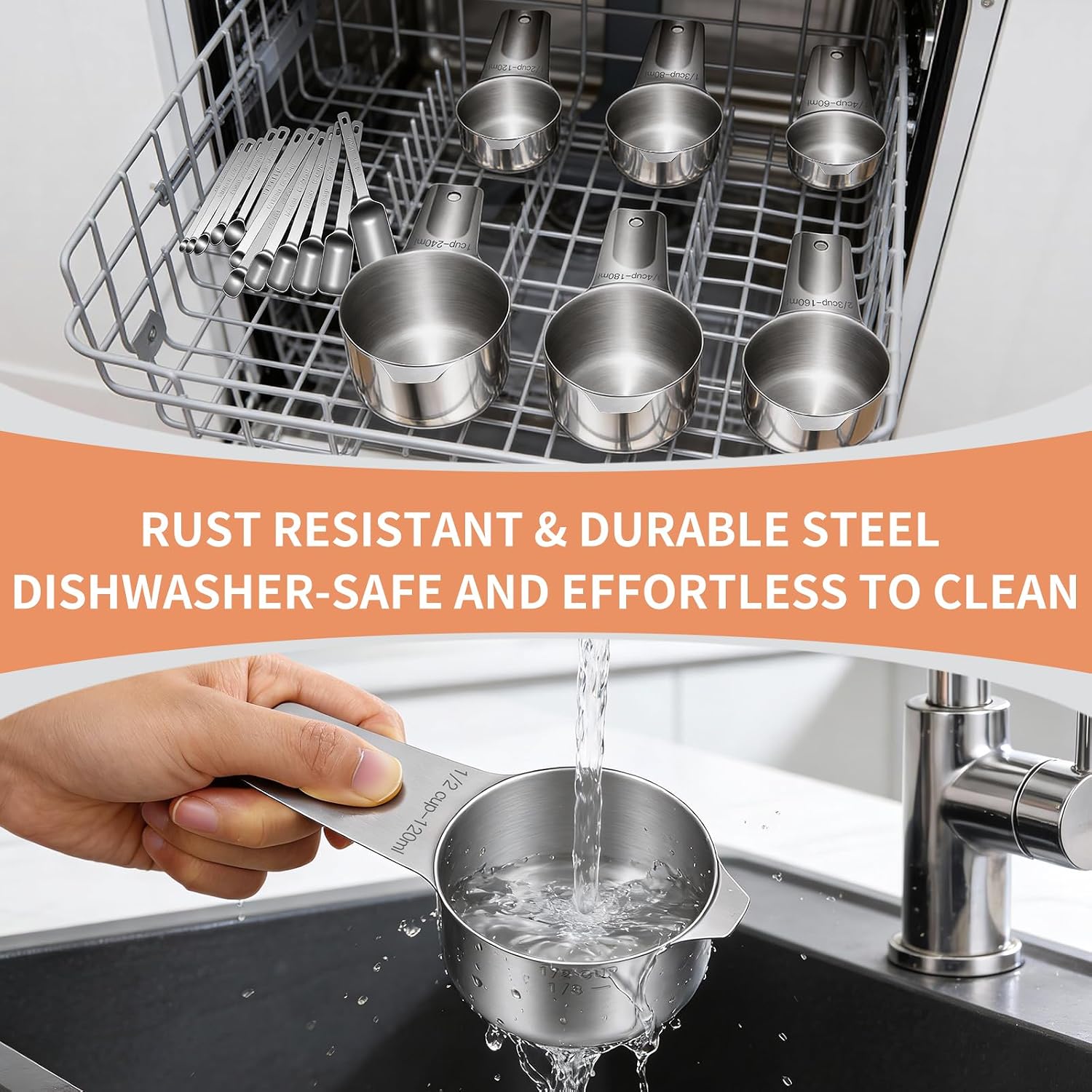 Thumbnail 6 de EWFEN 7-Piece Stainless Steel Measuring Cups & 7 Spoons Set