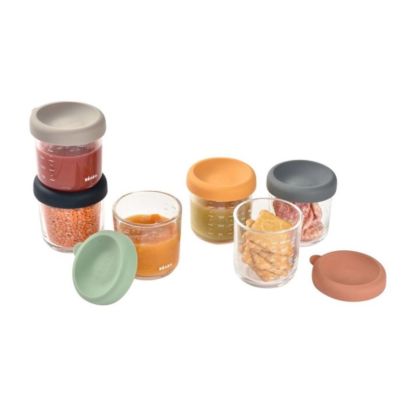 Thumbnail 2 de Beaba Set 6 Botes de Vidrio Templado 250 ml con Tapa de Silicona| Herméticos y Aptos para Microondas (914008) | Beige