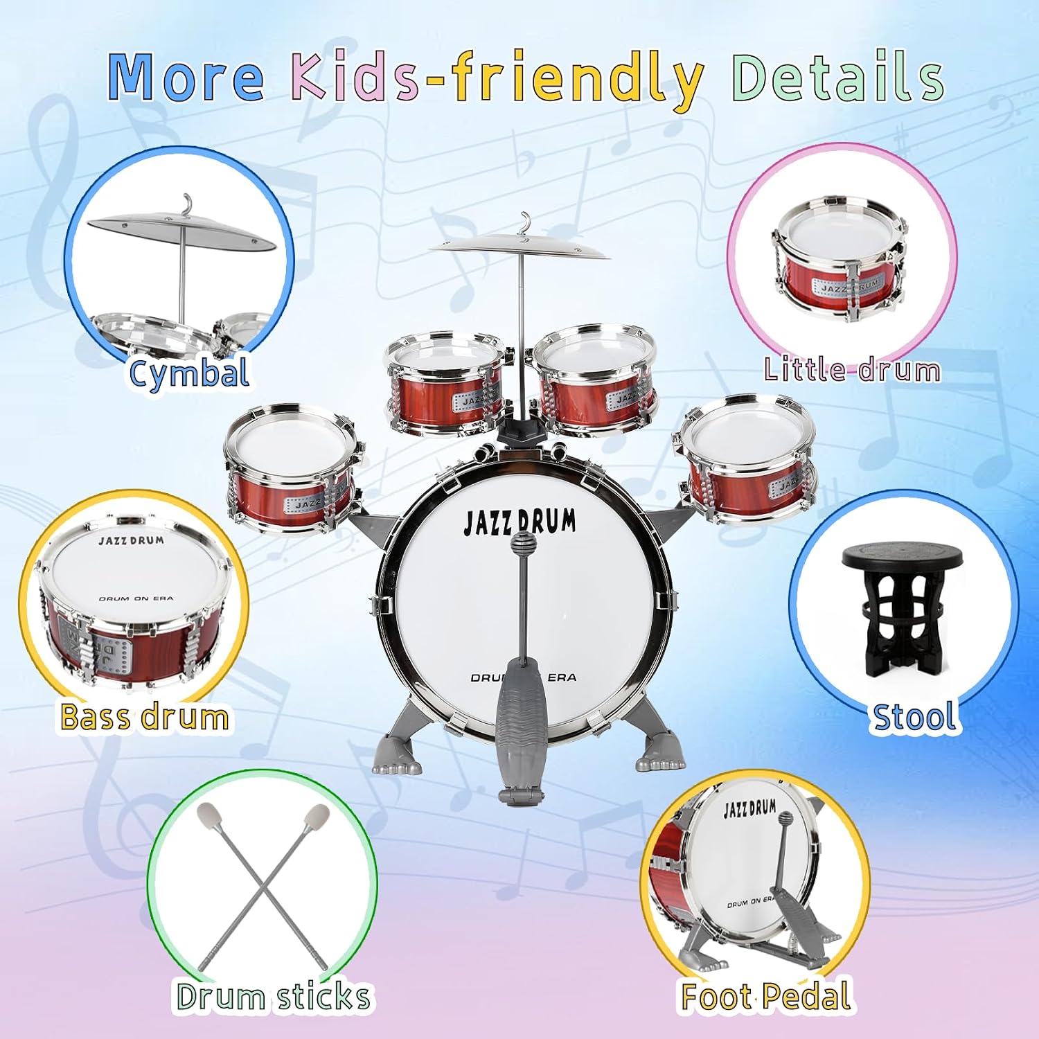 Thumbnail 1 de m zimoon Kids Drum Kit 9‑Piece Set